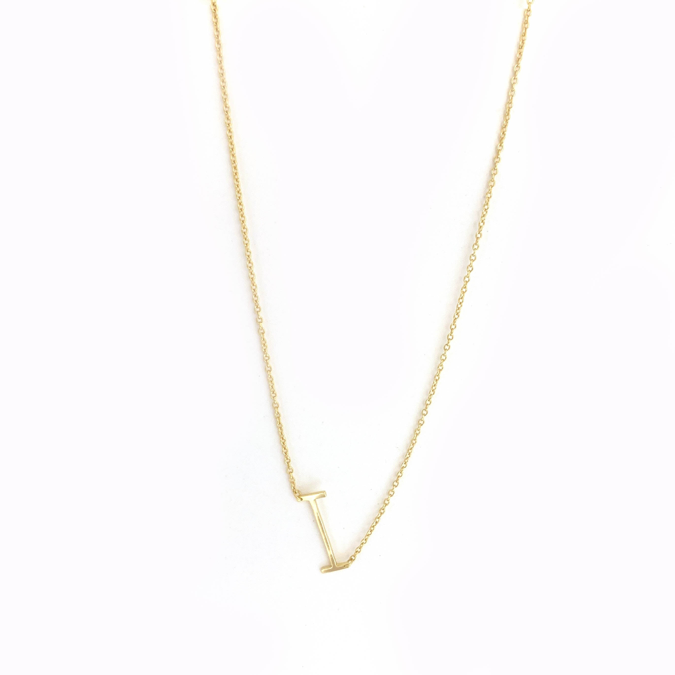 14k Gold Letter Necklace With Small Diamond - Etsy